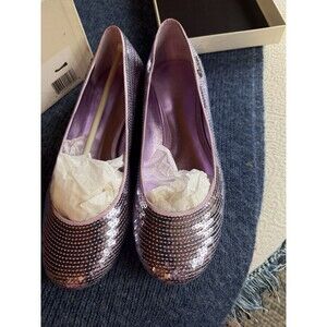 Vintage Coach sequin flats size 7 New In Box Pink Sequin Non Skid Sole
